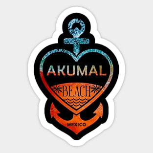 Akumal Beach, Mexico, Sandy Heart Ship Anchor Sticker